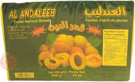 Al Andaleeb dried apricot sheets, 400-grams in wrapper (case of 20)