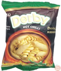 Derby hot chili potato chips, 18x16-gram bags (master case of 6)