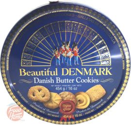 Beautiful DENMARK danish butter cookies, original recipe, 16-ounce metal tins in box (case of 12)