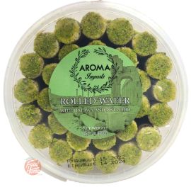 Aroma Imports rolled wafer with halawa and pistachio 500-gram plastic tub (case of 12)