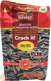 Besler Crack It! salted black sunflower seeds XXL, 9-ounce bags in box(case of 16)