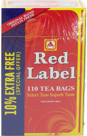 Red Label Tea black tea bags, 110 x 2-gram per bag boxes (case of 36)