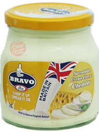 Bravo cheddar spreadable cream cheese, 500-gram glass jars (case of 6)