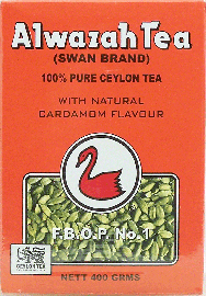 Alwazah Swan Brand ceylon tea with natural cardamon flavour, 100% pure 400g Box