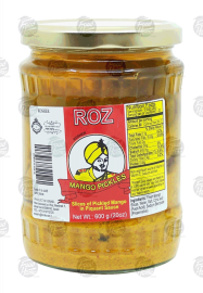 Roz mango pickles in piquant sauce, 600-gram glass jars (case of 12)