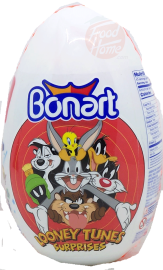 Bonart looney tunes surprises stuff like bubbles, chewy candy, lollipop, play dough, activity book, case of 12 eggs